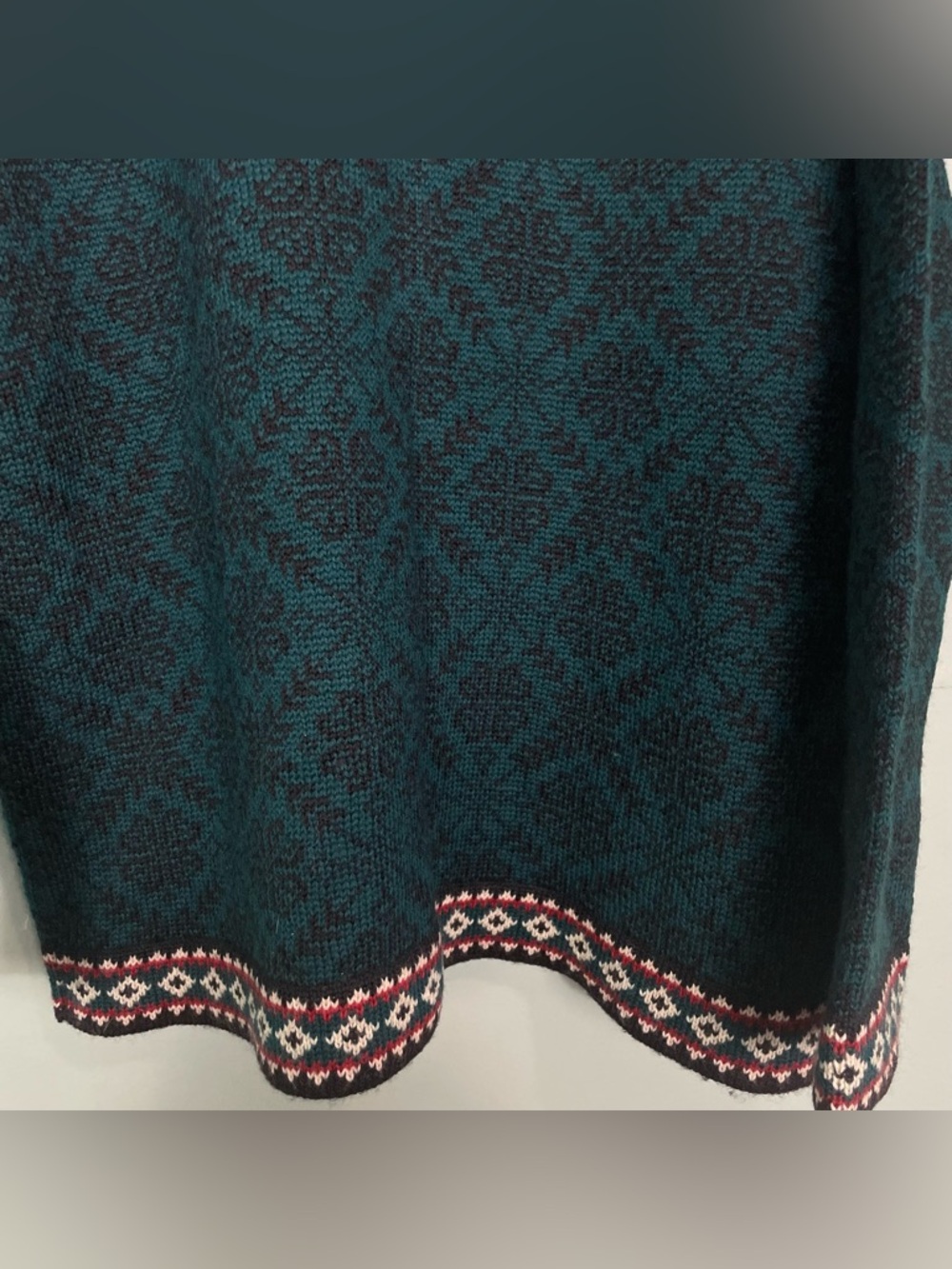 L.L. Bean Vintage Isle Nordic Wool Sweater Cardigan Pattern Multi Green Women XL - Picture 9 of 9